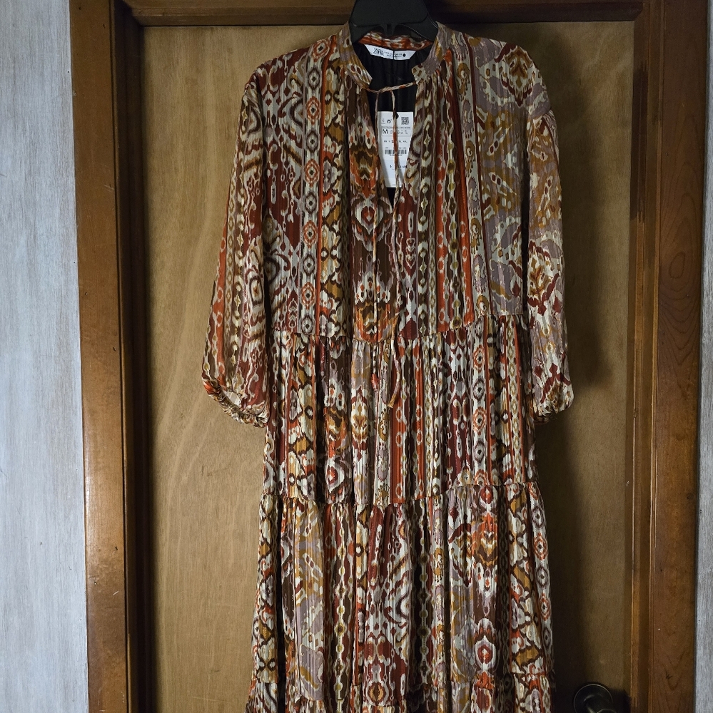 NWT Zara Printed Midi Dress- Size M